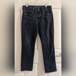 American Eagle AEO Straight Stretch Jeans Dark Wash High Rise Size 8 Short